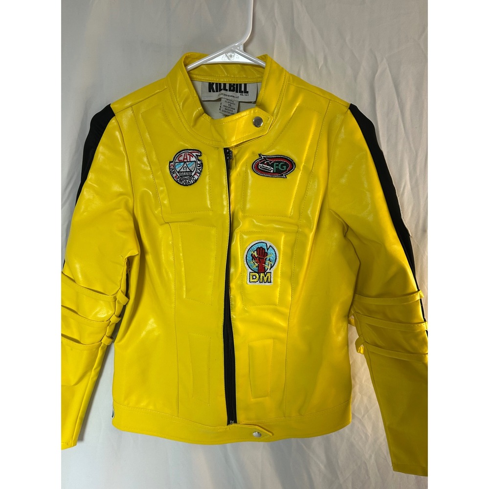 Kill Bill Vol 1 & 2 Yellow PVC Moto Biker Costume Jacket The Bride Cosplay XS